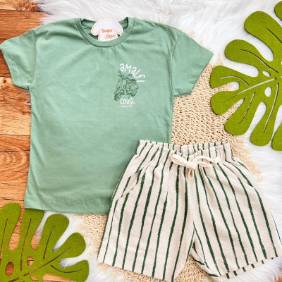 Conj. Camiseta Amalfi Coast e Bermuda Listrada - Verde